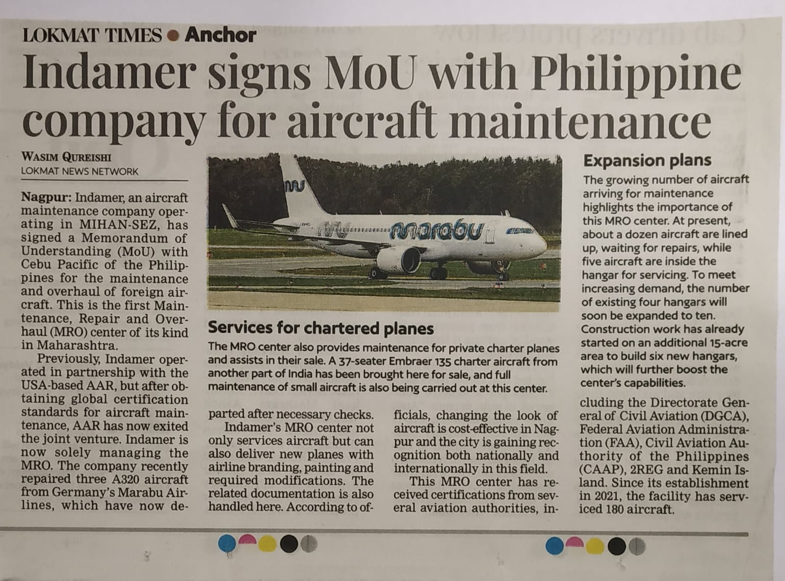 Indamer signs MoU with Philippine company for aircraft maintenance